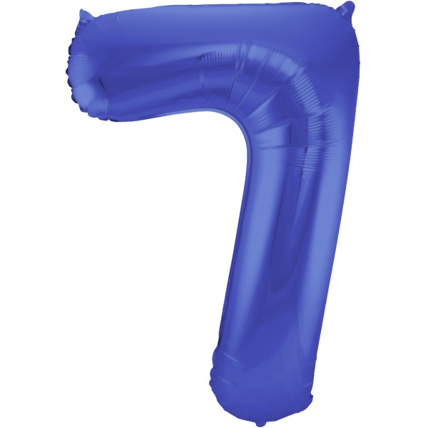 Blauwe Metallic Mat Folieballon Cijfer 7